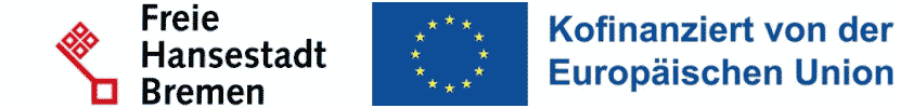 Logos: Freie Hansestadt Bremen und EU-Fahne mit dem Zusatz “Kofinanziert von der Europäischen Union”